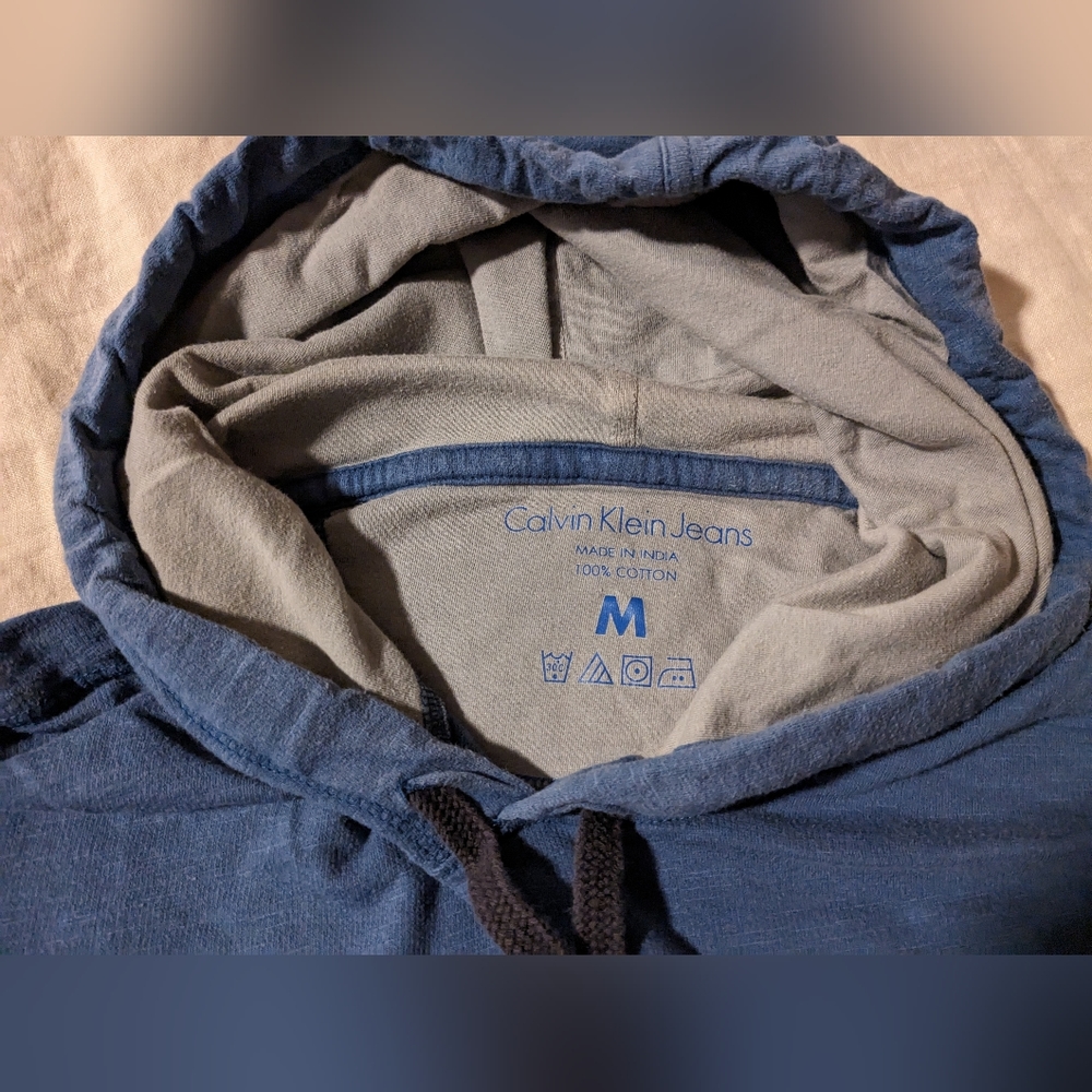 Ck Blue All Cotton Long Sleeve Hoodie, Size M View 2